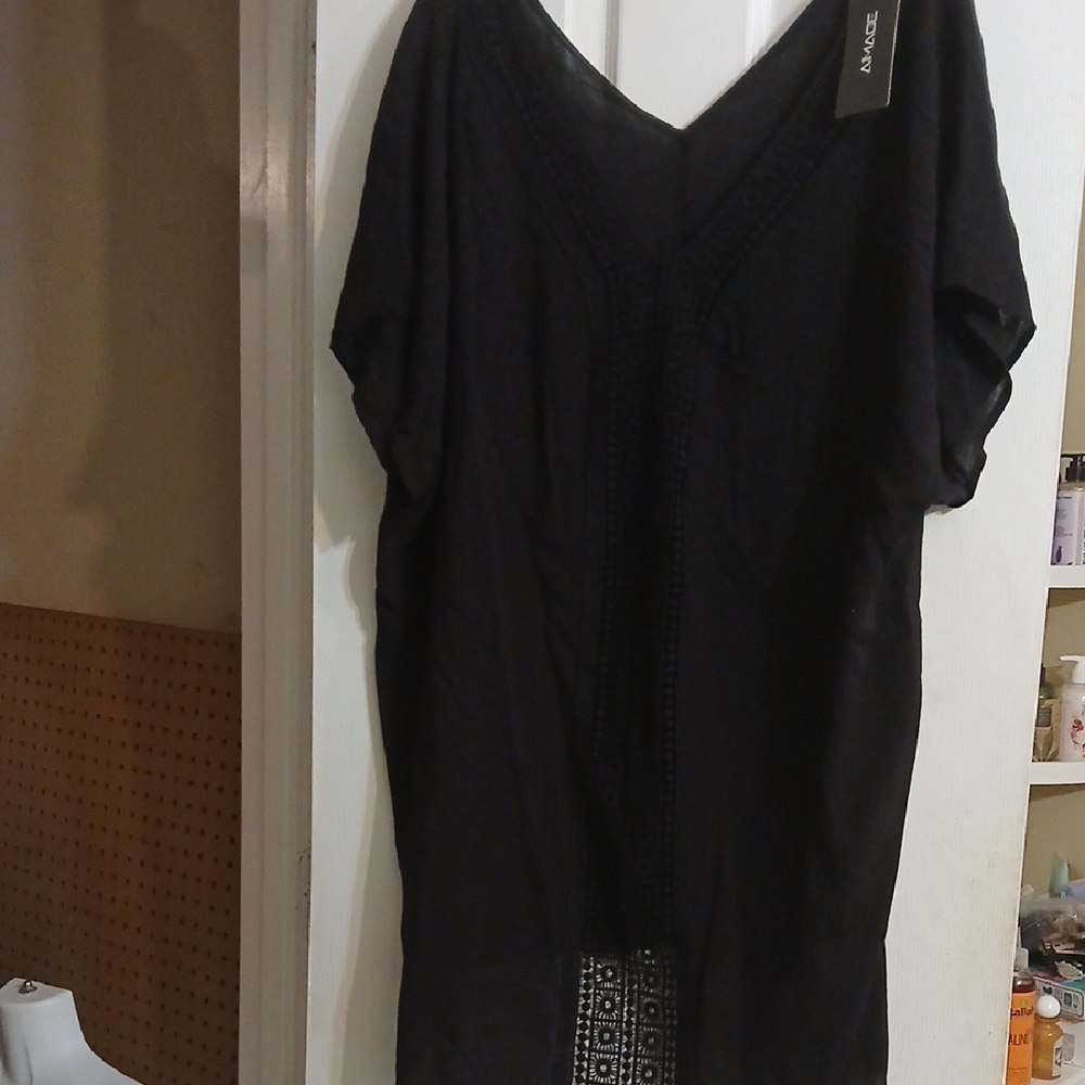 Black V-Neck Embroidered Women’s Top by